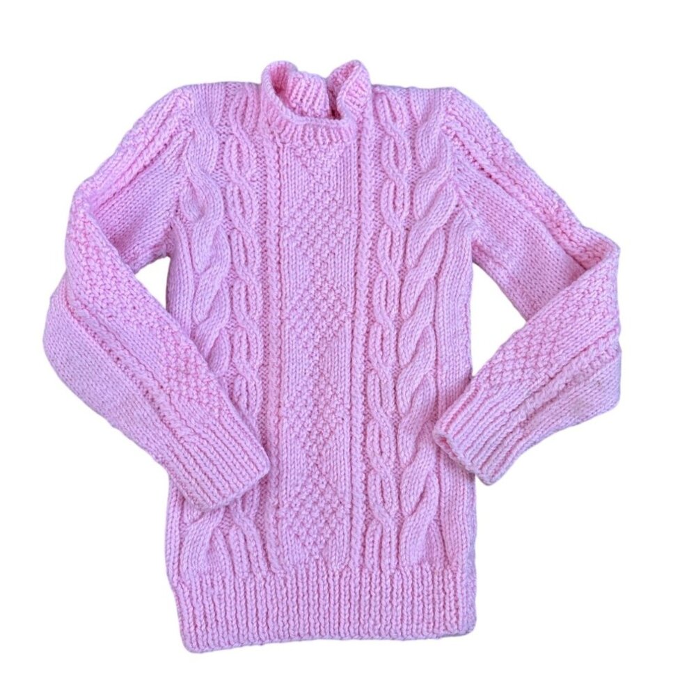 Pink Cable Knit Long Sleeve Sweater Top Dress 12-18 Month